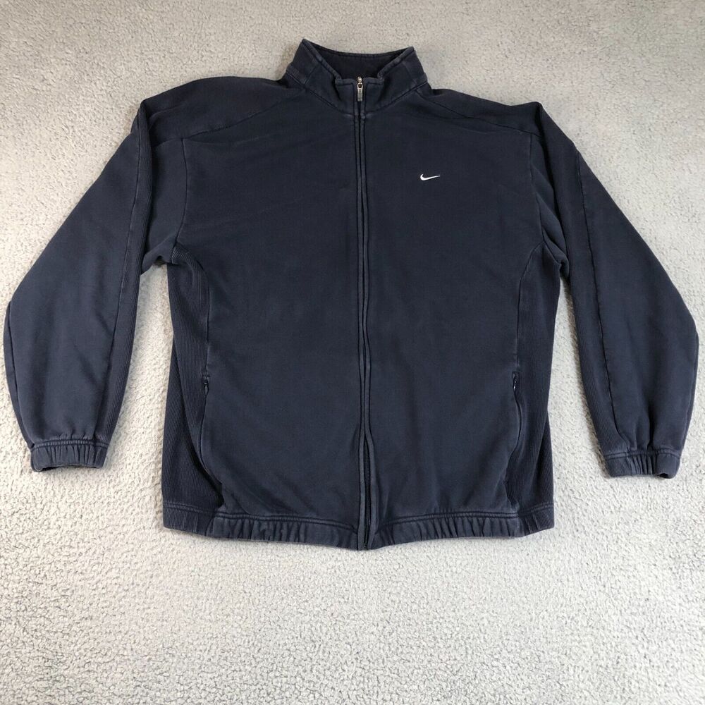 Nike Sweater Men Extra Large Blue Full Zip Athletic Logo Mock Neck Swoosh Sports